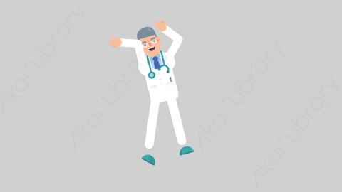 AE模板-DOCTOR 23 Happy Jump医生大夫跳跃开心的跳扁平医学医疗科技人物职业角色