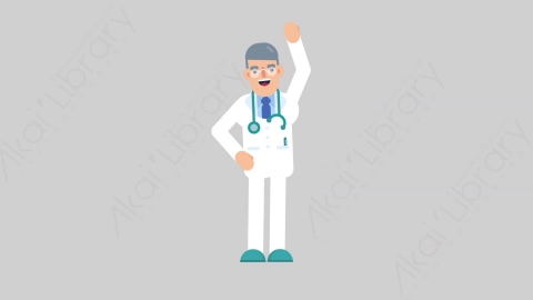 AE模板-DOCTOR 24 Hello医生大夫打招呼扁平医学医疗科技人物职业角色