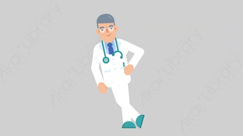 AE模板-DOCTOR 32 Leaned医生大夫倚靠靠墙扁平医学医疗科技人物职业角色