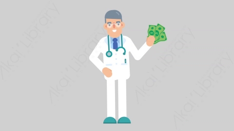 AE模板-DOCTOR 41 Pulling Money医生大夫拿钱扁平医学医疗科技人物职业角色