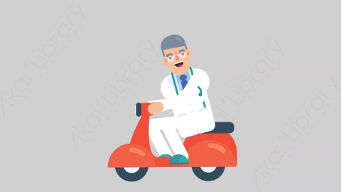 AE模板-DOCTOR 52 Scooter医生大夫骑摩托车扁平医学医疗科技人物职业角色