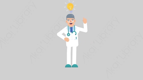 AE模板-DOCTOR 70 Thinking 1医生大夫思考考虑扁平医学医疗科技人物职业角色