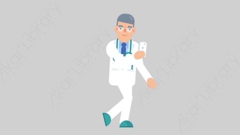 AE模板-DOCTOR 79 Walking w Phone医生大夫行走打电话扁平医学医疗科技人物职业角色