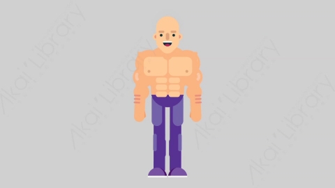 AE模板-FITNESS 01 Basic健身房肌肉男基本动作扁平人物日常角色
