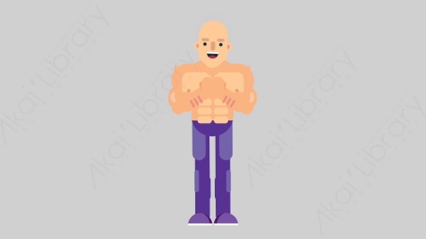 AE模板-FITNESS 02 Applause健身房肌肉男掌声欢呼扁平人物日常角色