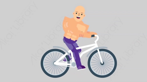 AE模板-FITNESS 04 Bicycle健身房肌肉男骑自行车扁平人物日常角色