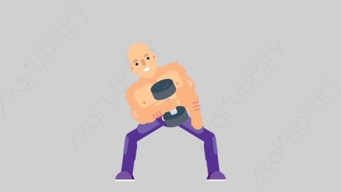 AE模板-FITNESS 14 Exercise健身房肌肉男锻炼运动扁平人物日常角色