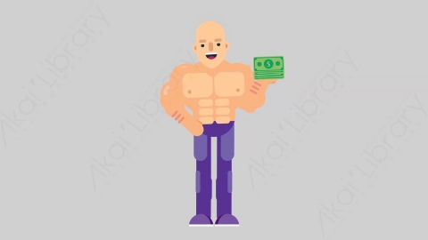 AE模板-FITNESS 16 Gain Money健身房肌肉男赚钱扁平人物日常角色
