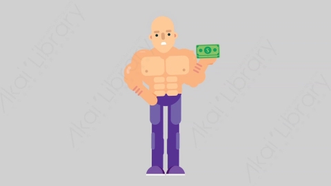 AE模板-FITNESS 17 Losing Money健身房肌肉男赔钱亏损扁平人物日常角色