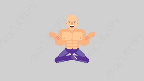 AE模板-FITNESS 33 Meditation健身房肌肉男冥想沉思扁平人物日常角色
