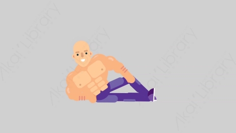 AE模板-FITNESS 45 Relax健身房肌肉男放松扁平人物日常角色