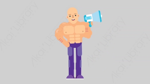 AE模板-FITNESS 58 Speech健身房肌肉男演讲发言扁平人物日常角色
