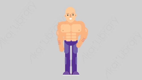 AE模板-FITNESS 72 Tie健身房肌肉男整理领带扁平人物日常角色