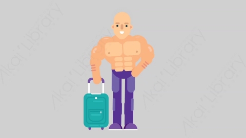 AE模板-FITNESS 74 Traveling健身房肌肉男旅游旅行扁平人物日常角色