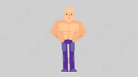AE模板-FITNESS 82 Yes健身房肌肉男点头同意扁平人物日常角色