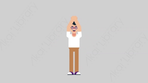 AE模板-NERD 03 Applause 2学校课堂大学生书呆子掌声欢呼扁平人物日常角色