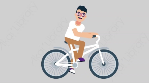 AE模板-NERD 04 Bicycle学校课堂大学生书呆子骑自行车扁平人物日常角色