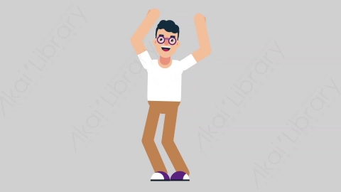 AE模板-NERD 10 Dance 2学校课堂大学生书呆子跳舞舞蹈扁平人物日常角色