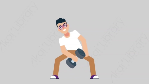 AE模板-NERD 14 Exercise学校课堂大学生书呆子锻炼运动扁平人物日常角色