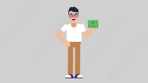 AE模板-NERD 16 Gain Money学校课堂大学生书呆子赚钱扁平人物日常角色