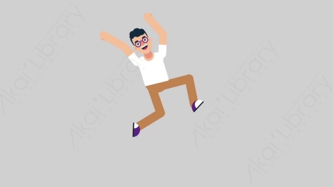 AE模板-NERD 23 Happy Jump学校课堂大学生书呆子跳跃开心的跳扁平人物日常角色