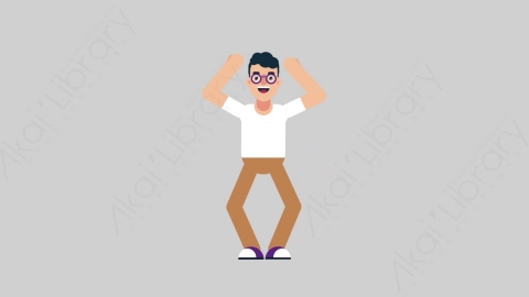 AE模板-NERD 26 Cheering学校课堂大学生书呆子欢呼喝彩扁平人物日常角色