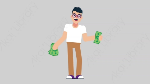 AE模板-NERD 34 Money学校课堂大学生书呆子财产财富钱扁平人物日常角色