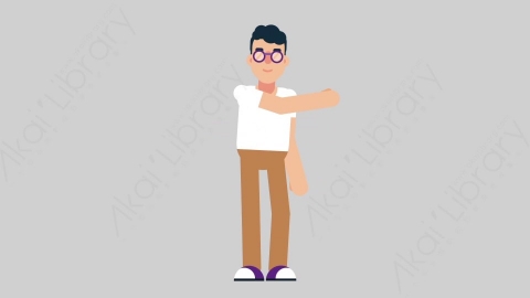 AE模板-NERD 39 Pointing 2学校课堂大学生书呆子指向指点扁平人物日常角色