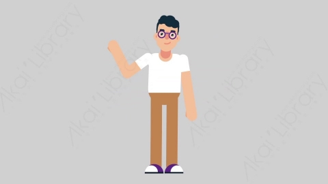 AE模板-NERD 40 Pointing 3学校课堂大学生书呆子指向指点扁平人物日常角色