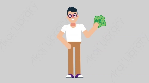 AE模板-NERD 41 Pulling Money学校课堂大学生书呆子拿钱扁平人物日常角色