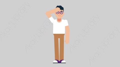 AE模板-NERD 51 Salute学校课堂大学生书呆子敬礼致敬扁平人物日常角色