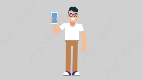 AE模板-NERD 55 Showing Phone学校课堂大学生书呆子展示手机扁平人物日常角色