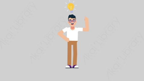 AE模板-NERD 70 Thinking 1学校课堂大学生书呆子思考考虑扁平人物日常角色
