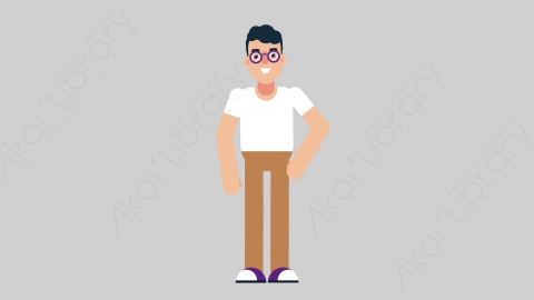 AE模板-NERD 72 Tie学校课堂大学生书呆子整理领带扁平人物日常角色