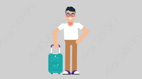 AE模板-NERD 74 Traveling学校课堂大学生书呆子旅游旅行扁平人物日常角色