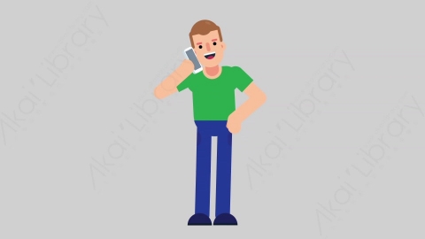 AE模板-NORMIE 05 Call懒散休闲男士打电话扁平人物日常角色
