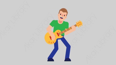 AE模板-NORMIE 20 Playing Guitar懒散休闲男士弹吉他扁平人物日常角色