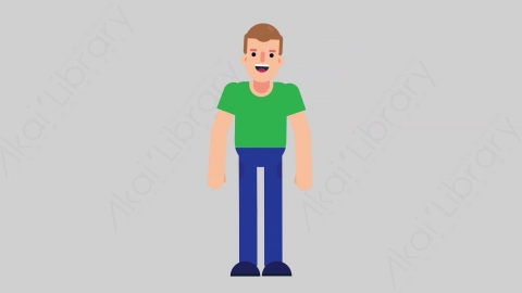 AE模板-NORMIE 25 HighFive懒散休闲男士击掌扁平人物日常角色