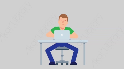 AE模板-NORMIE 30 Typing on PC懒散休闲男士在电脑上打字扁平人物日常角色