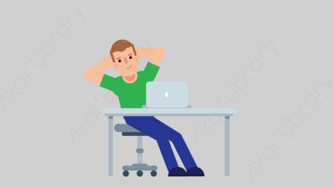AE模板-NORMIE 31 Typing on PC 2懒散休闲男士在电脑上打字扁平人物日常角色
