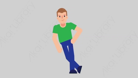 AE模板-NORMIE 32 Leaned懒散休闲男士倚靠靠墙扁平人物日常角色