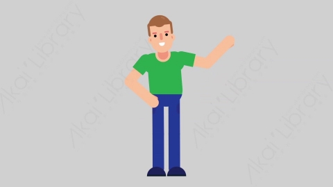 AE模板-NORMIE 38 Pointing懒散休闲男士指向指点扁平人物日常角色