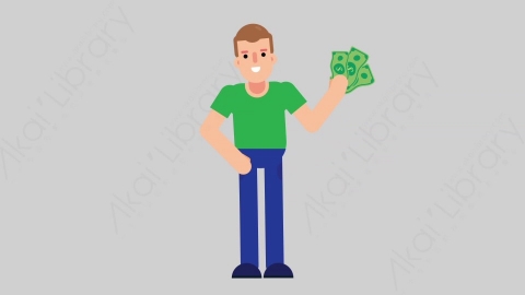 AE模板-NORMIE 41 Pulling Money懒散休闲男士拿钱扁平人物日常角色