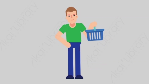 AE模板-NORMIE 54 Shopping懒散休闲男士购物扁平人物日常角色