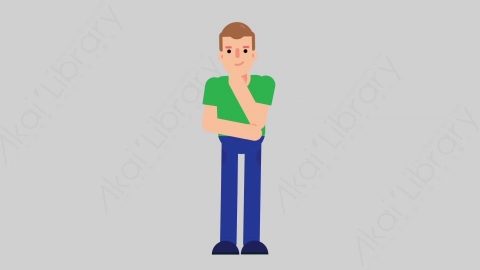 AE模板-NORMIE 71 Thinking 2懒散休闲男士思考考虑扁平人物日常角色