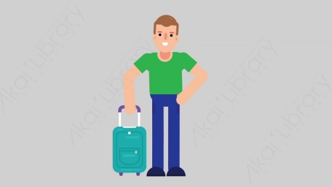 AE模板-NORMIE 74 Traveling懒散休闲男士旅游旅行扁平人物日常角色