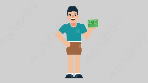 AE模板-NORMIE-2 16 Gain Money懒散休闲男士赚钱扁平人物日常角色
