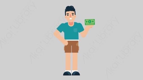 AE模板-NORMIE-2 17 Losing Money懒散休闲男士赔钱亏损扁平人物日常角色