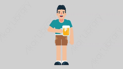 AE模板-NORMIE-2 27 Cheering with Glass懒散休闲男士喝啤酒扁平人物日常角色