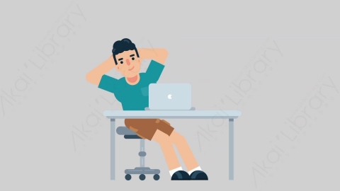 AE模板-NORMIE-2 31 Typing on PC 2懒散休闲男士在电脑上打字扁平人物日常角色